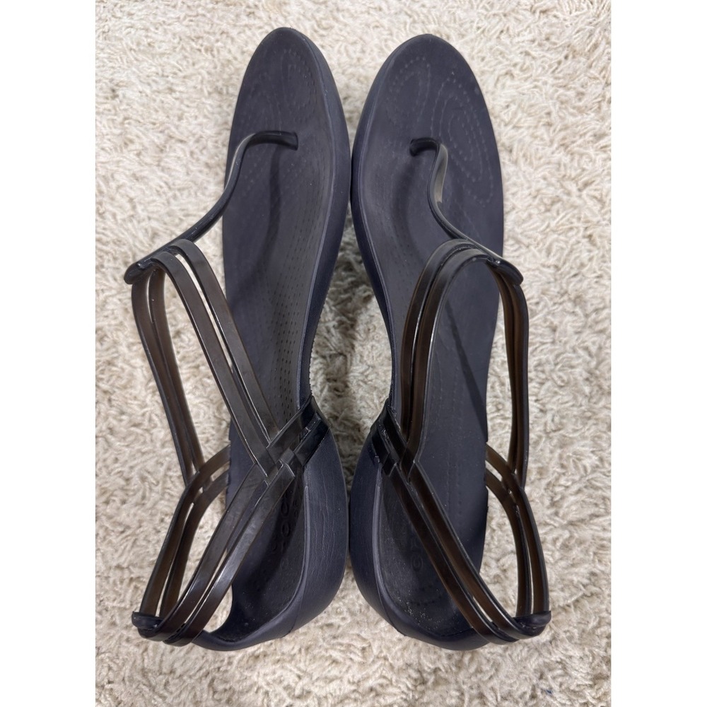 Crocs Isabella T-Strap Gray Waterproof Comfort Jelly Sandal Women's 9 Beach - Picture 9 of 12